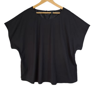 Universal Standard Vienna Dolman Sleeve Black Stretch Satin Top NWOT